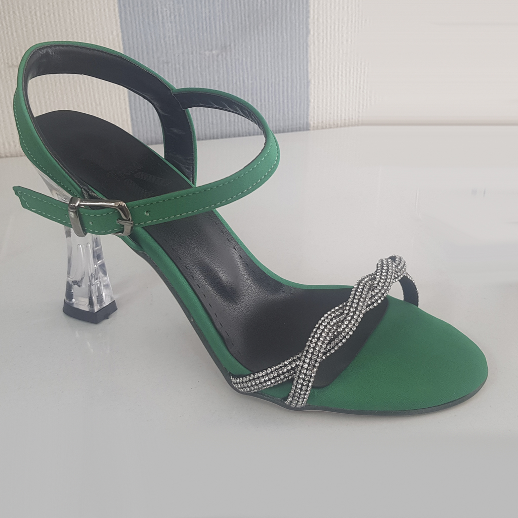 Yeşil Topuklu Kadın Ayakkabı